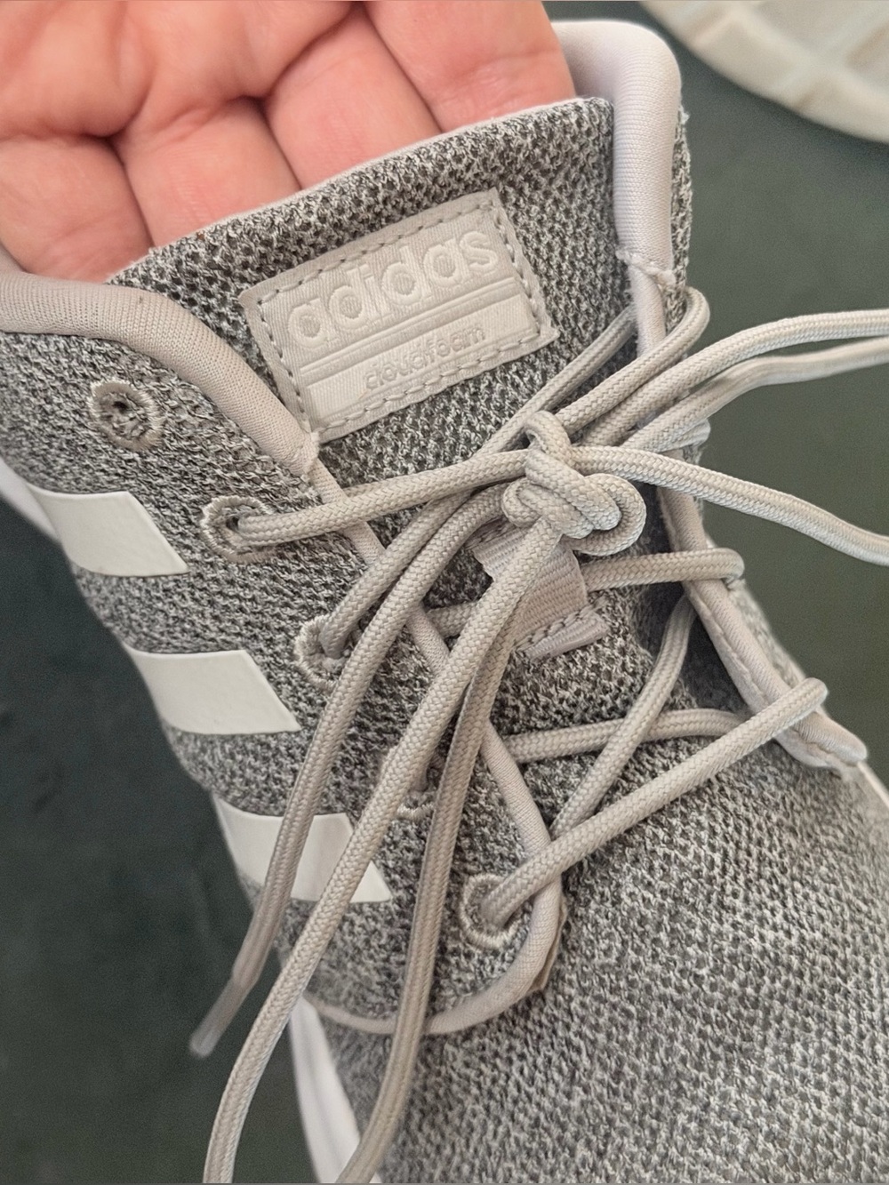 adidas Light Gray Knit Lace-Up Sneakers size 9 - Picture 7 of 9